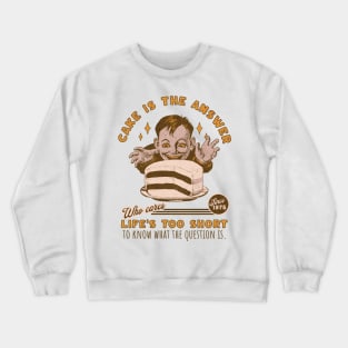 Cake Eating Boy Funny Sarcastic Vintage Classic Life's Too Short 70s 80s 90s Crewneck Sweatshirt